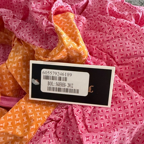 NWT Juicy Couture 100% Silk Halter Dress in Pink Plumeria/Mandarin - Picture 11 of 14
